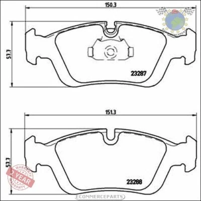 Kit Plaquettes Brembo Avant pour ALPINA ROADSTER BENTLEY BROOKLANDS BMW Z4 E85 - Photo 1/4