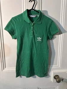 Vintage Adidas Polo T-Shirt - UK 10 - Green - Trefoil RARE! - Picture 1 of 6