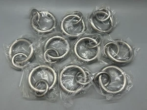 "Juego/10 anillos de cortina dobles Pottery Barn níquel cepillado, pequeños para 0,75"" de diámetro" Varilla - Imagen 1 de 4