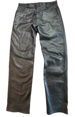 Vintage Leather Men Pants Size 36 Black No Brand Motorcycle Hollywood Bad Boy￼ - Image 1 of 4