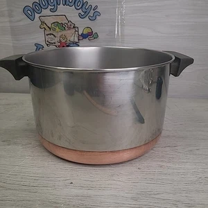  Revere Ware 1801 BRILLANTE Fondo de Cobre 6 Qt Stock Olla Roma NY De Colección Sin Tapa - Imagen 1 de 4