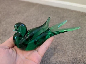 Murano Italien smaragdgrün 6" Vogel Figur Briefbeschwerer Vogel 6" 🐦 - Bild 1 von 5