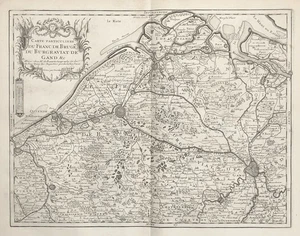 Brugge Gent Sluis Nieuwpoort Torhout Ostende Bélgica Mapa Beaurain 1730 - Imagen 1 de 1