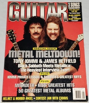 Guitar World Magazine August 1992 With Poster Black Sabbath Metallica Megadeth Foto 1 de 4