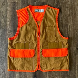 SafTBak Vintage Hunting Vest High Vis Orange & Brown w/ Detachable Pouch Mens XL - Picture 1 of 7