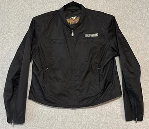 Vintage Harley Davidson Women's XL Black Nylon Embroidered Eagle Logo Jacket - Picture 1 of 14