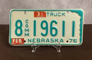 Nebraska Nutzfahrzeug LKW Nummernschild 1976 staatliche Form grün & weiß geprägt - Bild 1 von 5