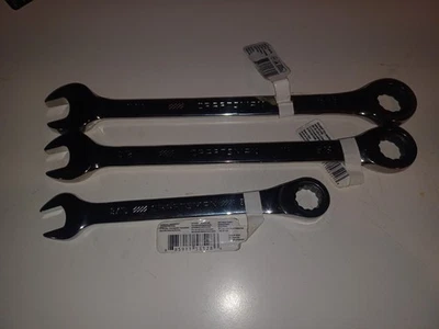 PAQUETE DE TRES llaves de trinquete combinadas Craftsman SAE 9/16 5/8 11/16 12pt - abatibles - Imagen 1 de 2