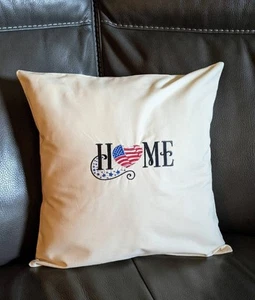 Americana Throw Pillow-Approx. 17"x17"-Pillow Form Not Incl.-Machine Embroidered - Picture 1 of 2