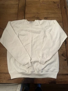Vintage Hanes Classics Sweatshirt Herren LG Weiß Blank Crewneck Made USA 90s - Bild 1 von 3