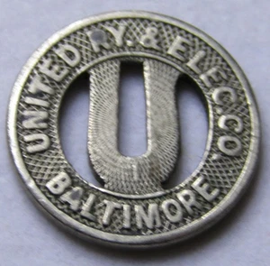 United RY Electric Co. Baltimore (Maryland) Good For One Fare Token - Picture 1 of 2