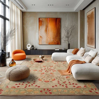 Authentic 12'x15' Hand-Tufted Handmade Wool Area Rug Botanical Floral Design - Image 1 of 4