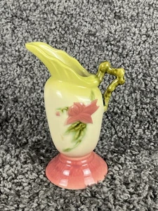 1949 Hull Woodland Glossy Chartreuse/Pink Ewer 6" Height USA VGC - Picture 1 of 7