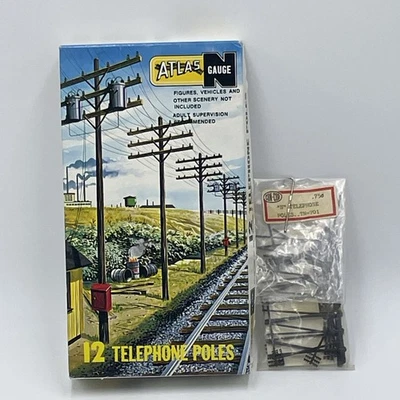 2 Sets N Gauge Telephone Poles 16 Atlas #2801 Con Cor TN-701 READ - Image 1 of 3