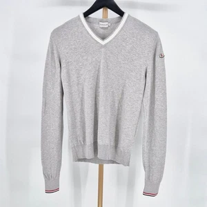 Moncler V-Neck Long Sleeve Knit Gray 119385828 - Picture 1 of 7