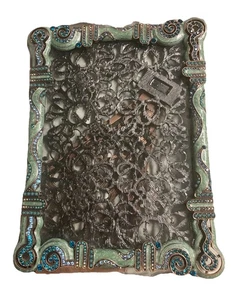 TIZO Bedazzled Jeweled Metal Pattern Picture Frame RARE 5x7 - Picture 1 of 6