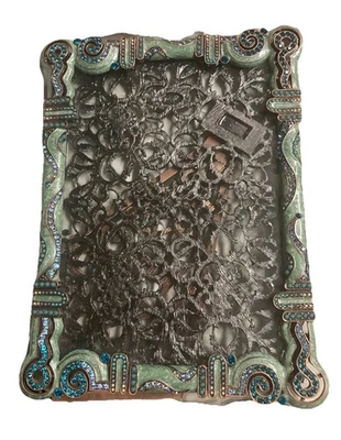 Marco de fotos TIZO con patrón de metal con joyas deslumbrado RARO 5x7 Foto 1 de 4