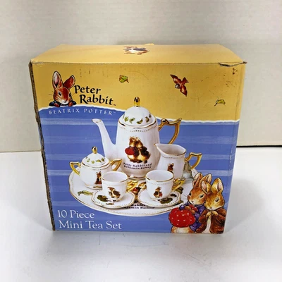 Mini juego de té de porcelana Peter Rabbit Benjamin Bunny de 10 piezas Beatrix Potter Foto 1 de 4