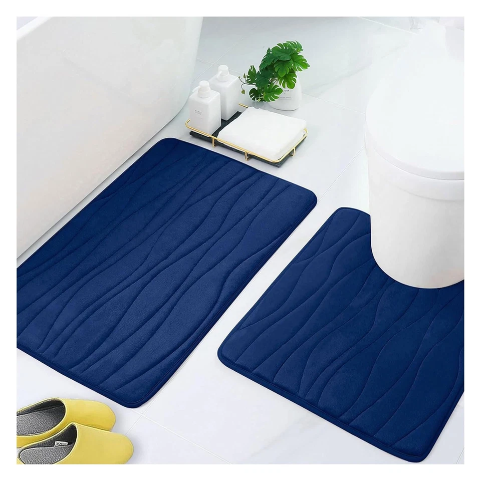 Juegos de alfombras de baño de franela de espuma viscoelástica de lujo 2 piezas - Alfombra de baño 32x20 + 24x2... Foto 1 de 4