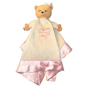 Kids ii Bear Puppet Lovey Pink Satin Security Blanket White I Love You 18" II - Picture 1 of 6