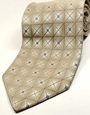 Corbata para hombre HUGO BOSS hecha en ITALIA 100 % seda dorada marrón azul NUEVA Foto 1 de 4