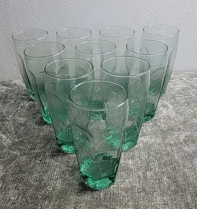 Set Of 10 Vintage Green 16oz Libbey Chivalry Ice Tea/Water Glasses - 6 1/4" Tall - Picture 1 of 4