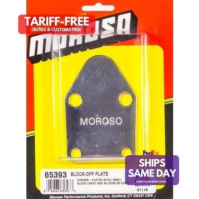 Moroso 65393, One Chrome Steel Sb Chevy F.P. Block-Off Performance Racing Parts Foto 1 de 4
