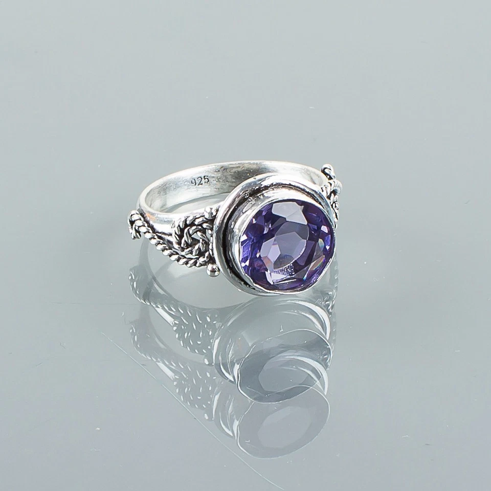 Blue Iolite Gemstone Handmade 925 Sterling Silver Design Jewelry Ring Gift - Image 1 of 4