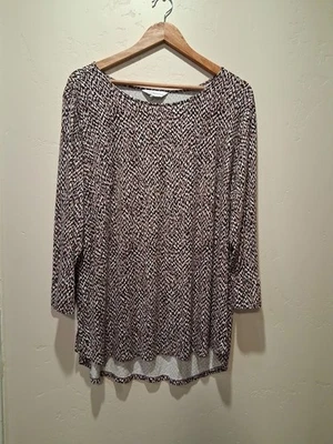 Blusa túnica elástica manga larga Liz Claiborne botones dorados en puño tejido líquido Foto 1 de 4