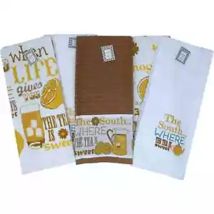 5 Pc Set Simply Southern Saying Sweet Tea Absorbent Kitchen Towels 100% Cotton - Picture 1 of 3