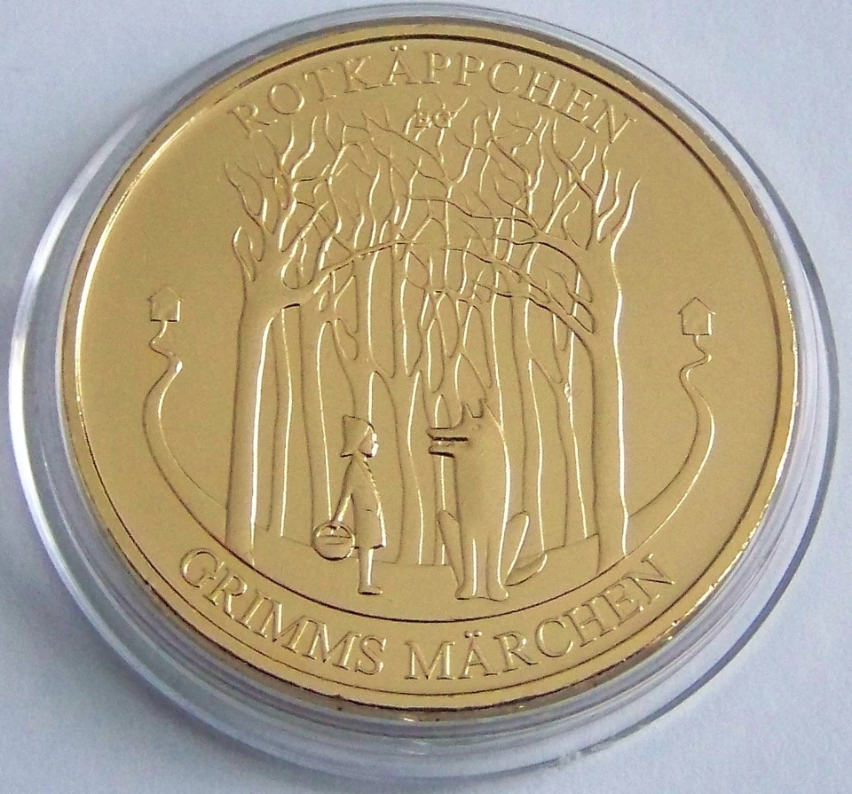 20 EURO - Gebrüder Grimm - Märchen Rotkäppchen - 24 KARAT VERGOLDET SILBERMÜNZE - Bild 1 von 1