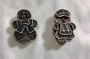 Lote De Colección 2 Fundas Botones Navidad Pan de Jengibre Hombre Mujer Gente - Imagen 1 de 5