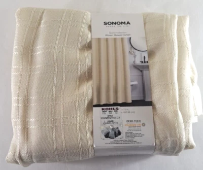 NUEVO Kohls Sonoma Cortina de Ducha Marfil Beige Tejido Colección Quinn OEKO-TEX Foto 1 de 4