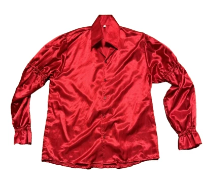 Pirate Prince Medieval  Red Shirt Mens Halloween Costume  XL - Image 1 of 4