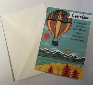 NEW Hallmark Air Balloon Landscape BIRTHDAY Greeting Card/Envelope for Grandson - Picture 1 of 4
