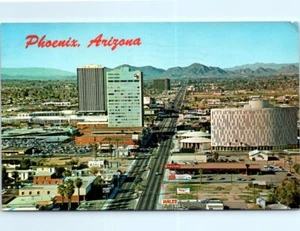 1960s AZ Postcard North Central Highrise Complex Phoenix Aerial Street View - Picture 1 of 2