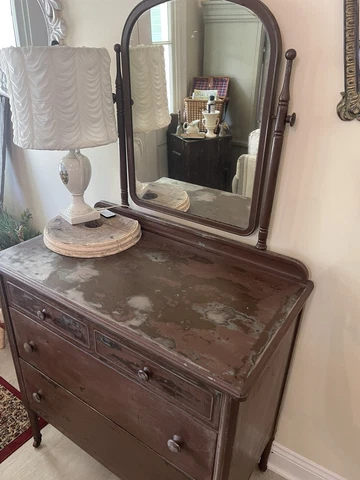 1920s-1930s Metal Dresser With Mirror Cover