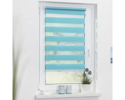 Lichtblick Duo-Rollo Klemmfix ohne Bohren Doppelrollo Vario Rollo Easyfix Blau 150 cm 70 cm KDR.070.150.09
