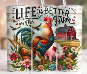 Life is Better on the Farm 20 oz Stainless Steel Tumbler Handmade - Picture 1 of 1