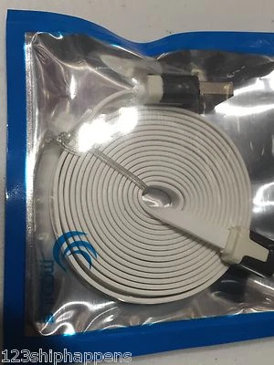 FLAT NOODLE USB Data Sync Charger Cable FOR iphone 4 4s 5 5c 6 7 plus micro usb - Image 1 of 4