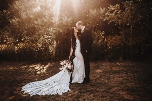 martina liana wedding dress, essense of australia, low back, plunge front - Picture 1 of 10