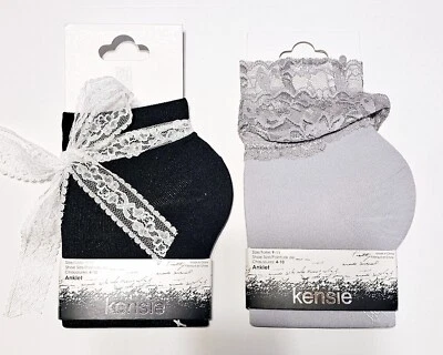 蕾丝脚踝,性感内衣脚踝袜花边褶边蝴蝶结,尺寸:9-11,2 包 — 第 1/4 张图片