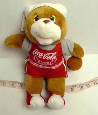 Coca Cola ALL STARS Teddy Bear Vintage 1993 11"  NBA Basketball Game Utah Jazz - Image 1 of 4
