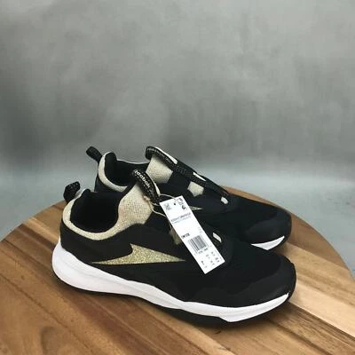 Reebok XT Sprinter Running Shoes Boys 7 Black Gold Slip On Low Top Sneakers - Image 1 of 4