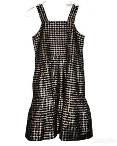 Crew Cuts Gold Shimmer Jaquard Tiered Pullover Sundress Sz 12 Resort Wear Party - Picture 1 of 2