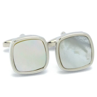 Cufflinks - Square Silver with White Mother of Pearl Foto 1 de 4