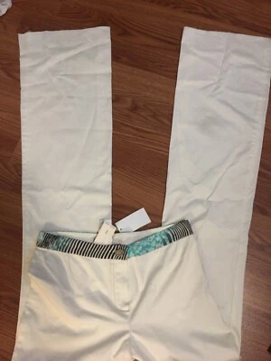 NUEVO CON ETIQUETAS Pantalones Roberto Cavalli CALZONE BLANCO VERDE AZUL NEGRO CINTURA 6 $350 34 Entrepierna Foto 1 de 4