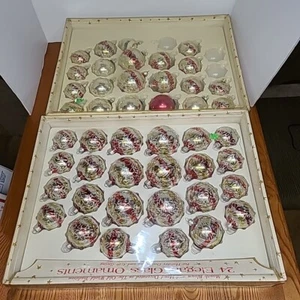 38 Old World Mouth Blown Hand Decorated Glass Christmas Ornaments Made Romania - Picture 1 of 22