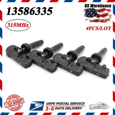 Juego de 4 sensores programados de monitoreo de presión de neumáticos TPMS para GMC Chevy Cadillac Foto 1 de 4