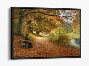 H.A BRENDEKILDE, A WOODED PATH -FLOAT EFFECT FRAMED CANVAS WALL ART PRINT - Picture 1 of 12